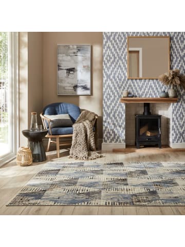 KADIMA DESIGN Stilvoller Teppich in Blau-Grau, aus Polyester, pflegeleicht