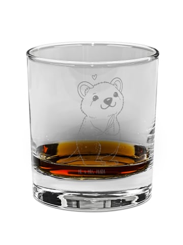 Mr. & Mrs. Panda Whiskey Glas Quokka Happy ohne Spruch in Transparent