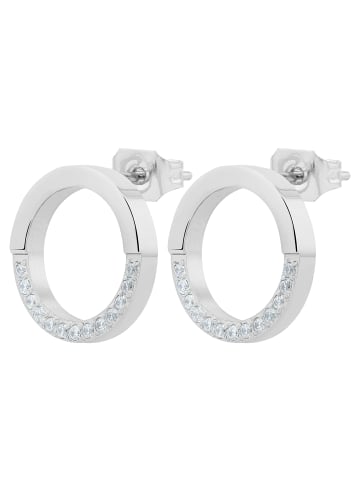 Adeliás Damen Ohrringe – Ohrstecker aus Edelstahl mit Strass Steinchen in silber