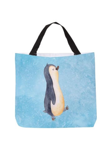 Mr. & Mrs. Panda Stofftasche Pinguin mHerzieren ohne Spruch in Eisblau