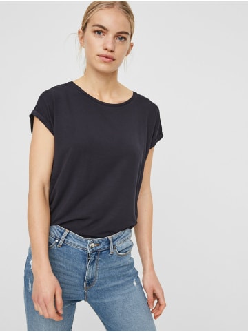 Vero Moda Einfarbiges Rundhals Basic T-Shirt VMAVA in Blau-2