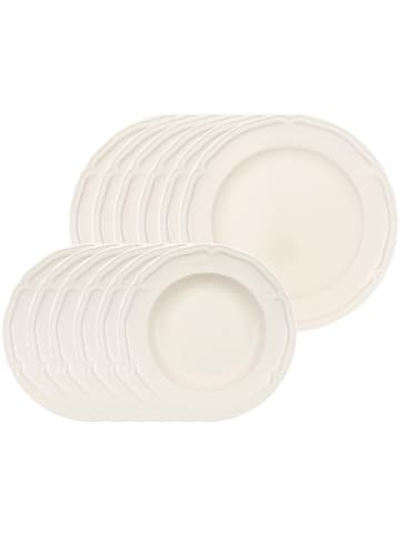 Villeroy & Boch 12er Set Tafelservice Manoir in weiß