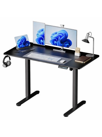 relaxdays Höhenverstellbarer Schreibtisch in Weiß - (B)140 x (H)120 x (T)60 cm