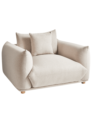 Beliani Sessel LUVOS in Beige/Heller Holzfarbton - (W) 120 x (H) 74 x (L) 108 cm