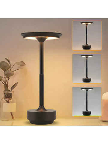 ZMH Tischleuchte LED in schwarz Solarenergie 3600mhA Wiederaufladbar Touch Dimmbar