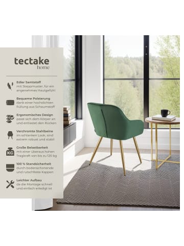 tectake Polstersessel gepolstert, in Samtoptik, gesteppt, 58 x 62 x 82 cm