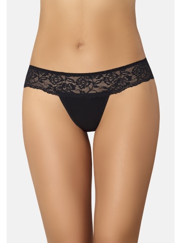 Teyli Damen Tanga mit floraler Spitze Comfo in schwarz