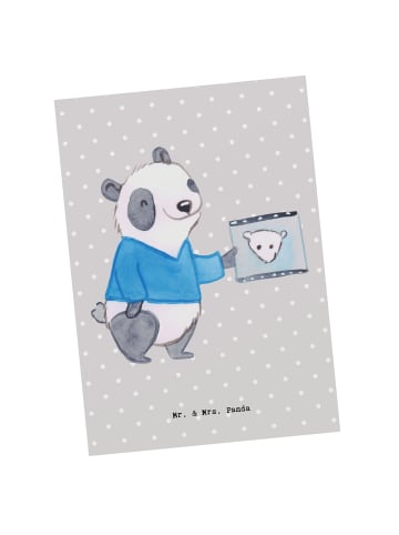 Mr. & Mrs. Panda Postkarte Facharzt für Radiologie Herz ohne Spruch in Grau Pastell