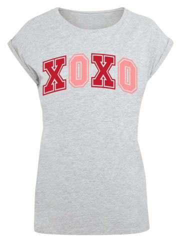 F4NT4STIC T-Shirt xoxo Varsity College Valentinstag in grau meliert