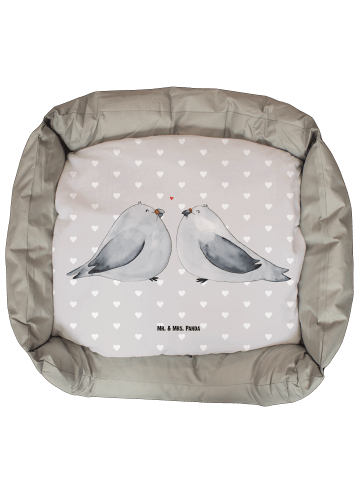 Mr. & Mrs. Panda Hundekissen Turteltauben Liebe ohne Spruch in Grau Pastell