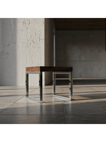 KADIMA DESIGN Couchtisch Sheesham | Massiv, Metall, Landhaus, Dunkelbraun