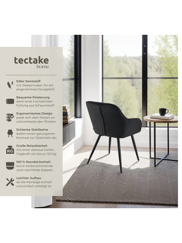 tectake Polstersessel gepolstert, in Samtoptik, gesteppt, 58 x 62 x 82 cm