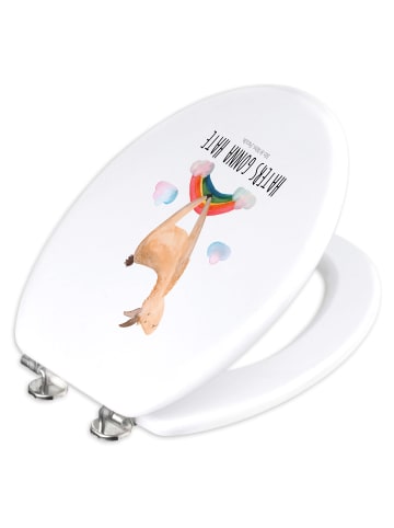 Mr. & Mrs. Panda Klo-Deckel Lama Regenbogen mit Spruch in Weiß