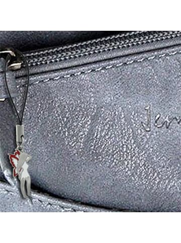 Jennifer Jones Umhängetasche, Abendtasche Kunstleder blau ca. 21cm