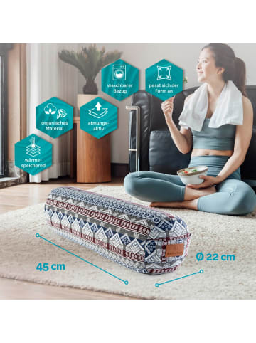 DoYourFitness Yoga-Bolster Tarik gefüllt Dinkelspelz rund Style 19 Bunt