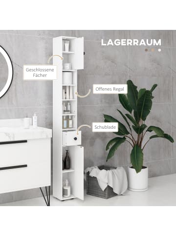 Kleankin Badezimmerschrank-20L x 20B x 180H cm-Weiß