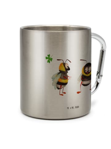 Mr. & Mrs. Panda Campingtasse Hummeln Kleeblatt ohne Spruch in Silber