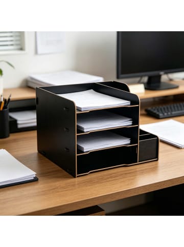 relaxdays Briefablage in Schwarz - (B)31,5 x (H)23 x (T)29 cm