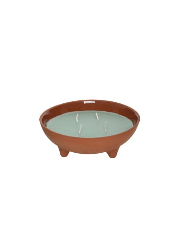 MARELIDA Duftkerze Citronella in Tonschale in grün, braun
