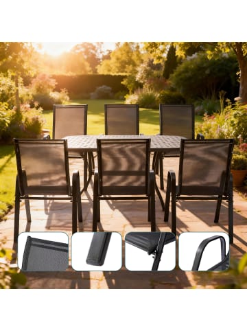 relaxdays 6 x Gartenstühle in Anthrazit - (B)56 x (H)90 x (T)65 cm
