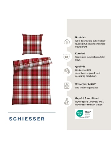 Schiesser Feinbiber Bettwäscheset Metor – 2-teilig in Rot