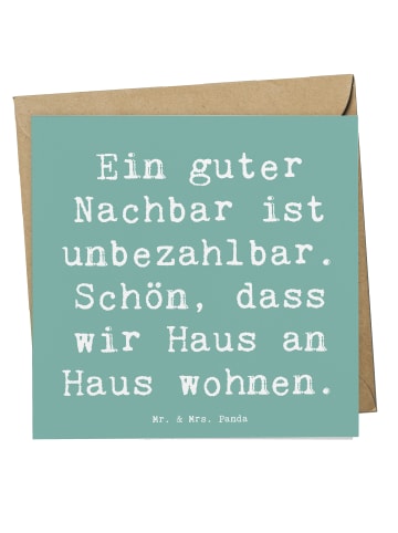 Mr. & Mrs. Panda Deluxe Karte Spruch Guter Nachbar mit Spruch in Meeresbrise