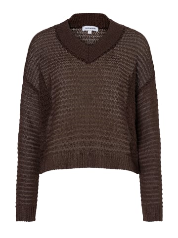 More & More kurzer, transparenter Ajourpullover in brown