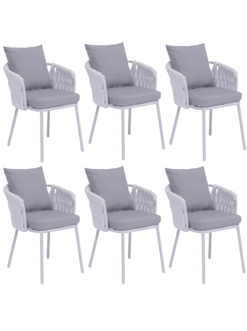 MCW 6er-Set Aluminium-Esszimmerstuhl P89, Hellgrau