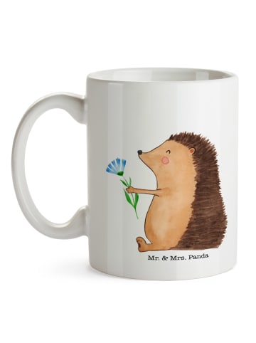Mr. & Mrs. Panda Geschenktasse Igel Blumen ohne Spruch in Weiß