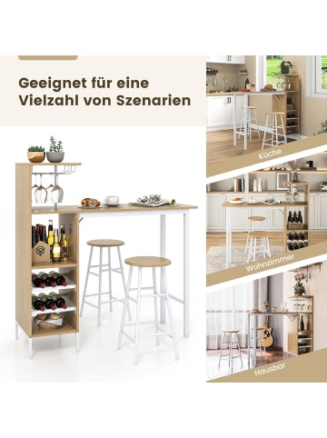 COSTWAY Bartisch mit Barhocker Set in Beige