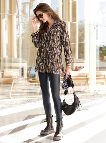 WITT WEIDEN Longbluse in dunkeltaupe-schwarz-bedruckt