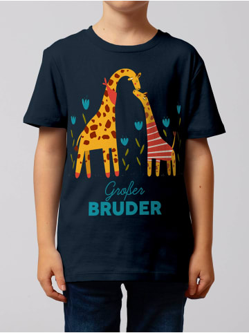 wat? Apparel T-Shirt Giraffe Großer Bruder in Dunkelblau