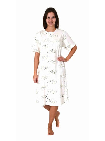 NORMANN Kurzarm Nachthemd Knopfleiste am Hals - 80145 in creme