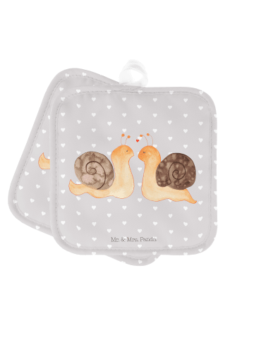 Mr. & Mrs. Panda Hitzeschutzhandschuhe Schnecken Liebe ohne Spruch in Grau Pastell