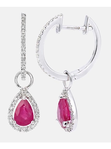 Diamant L'éternel Creolen aus 375 Weißgold mit Diamant mit Rubin