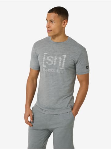 super.natural Merino T-Shirt GRID LOGO in grau