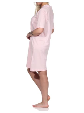 NORMANN kurzarm Nachthemd Streifen Spitzenbesatz - 73223 in rosa