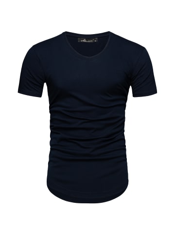 Amaci&Sons Basic Oversize T-Shirt mit V-Ausschnitt BELLEVUE in Navyblau