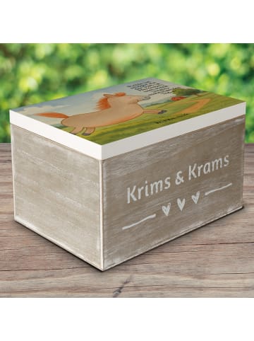 Mr. & Mrs. Panda Truhe Pferd Springen Design mit Spruch in Weiß