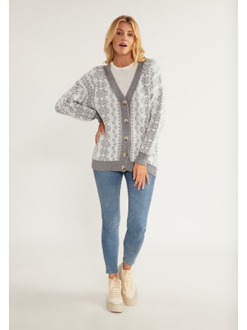 usha BLUE LABEL Oversize Cardigan in Grau Weiss