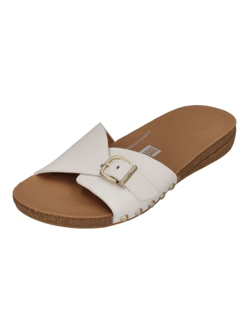 fitflop Pantoletten iQUSHION ADJUSTABLE BUCKLE LEATHER SLIDERS in weiß