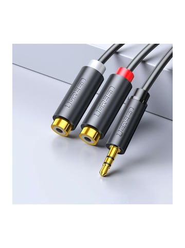 Ugreen Audioadapter Klinke 3,5 mm Stecker auf 2 x RCA Buchse Kabel 0,25 m in Grau