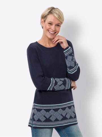 Sieh an! Longpullover in marine-himmelblau