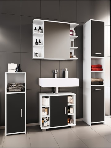 VCM  4-tlg. Komplett Badmöbel Badschrank Set Zalo ll in Schwarz