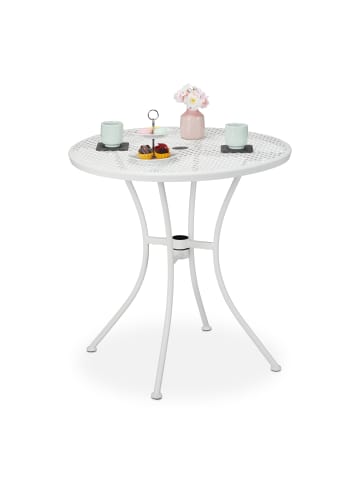 relaxdays Gartentisch in Weiß - (H)72 x Ø 70 cm