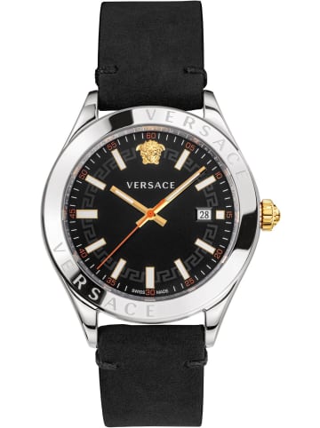 Versace Schweizer Uhr Hellenyium Silberfarben in schwarz