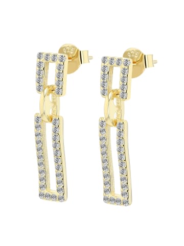 Adeliás Damen Ohrstecker aus 925 Silber mit Zirkonia in gold