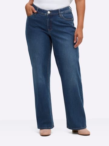 sheego Gerade Jeans in blue-stone-washed
