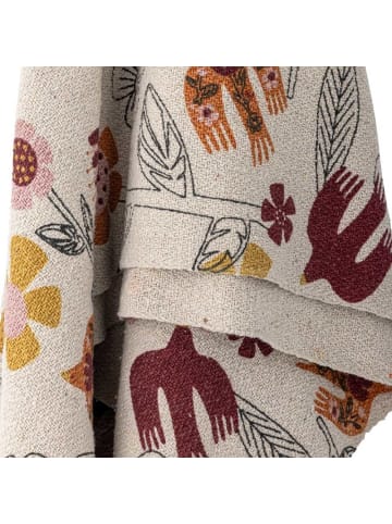 Bloomingville Decke VIVIELLE Natur mit Bunten Blumen und Fransen 160x130 cm