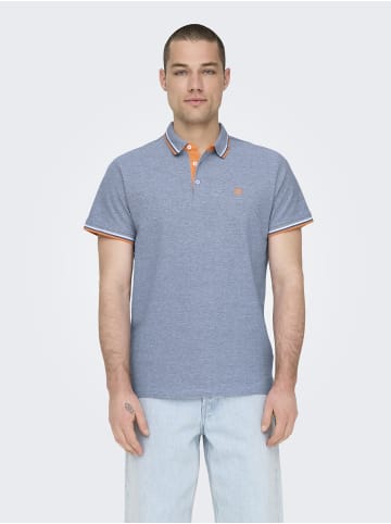 ONLY & SONS Polo in Medium Blue Denim